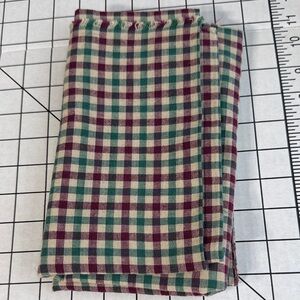 Vintage Homespun Cotton Fabric 7/8 Yard Burgundy Green Check Plaid Primitive